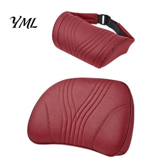 Breathable Seat Pillow Car Headrest for Neck Support, Memory Foam with Ergonomic Rest Adjustable Strap, Universal Lumbar Support Cushion Auto