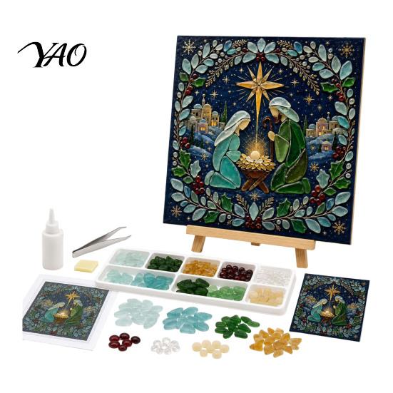 Coastal Christmas Decorations Lighthouse Mosaic Art Kit for Adults, DIY Craft with Creative Hobby Sets Adults Colorful Acrylic Pieces, Decoration
