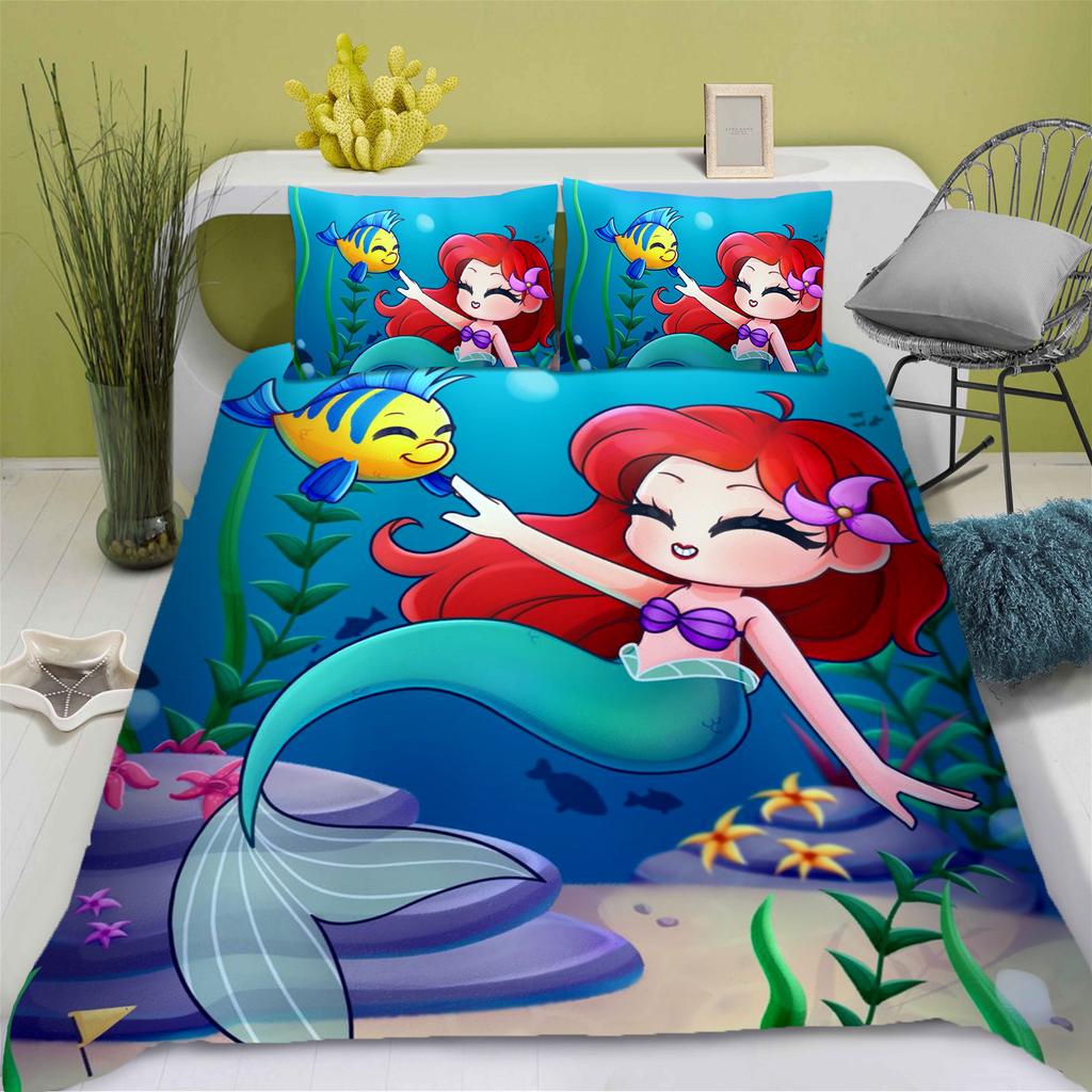 Аниме Принцесса-Русалка Домашний Уютный Комплект для Спальни Нордический полиэстер Подходит для детей и взрослых Комплект из 2/3 предметов