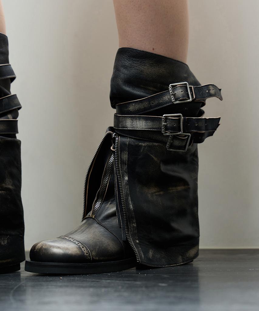 Then Roa Fold Boots / Black Beige