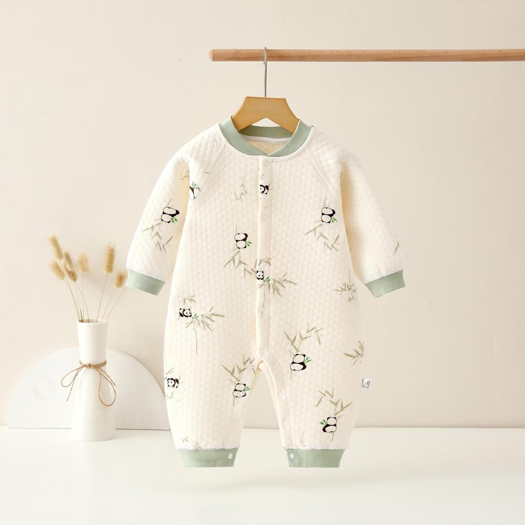 Thickened Baby Split-Leg Romper: Boys & Girls Crawling Onesie for Spring, Autumn, Winter