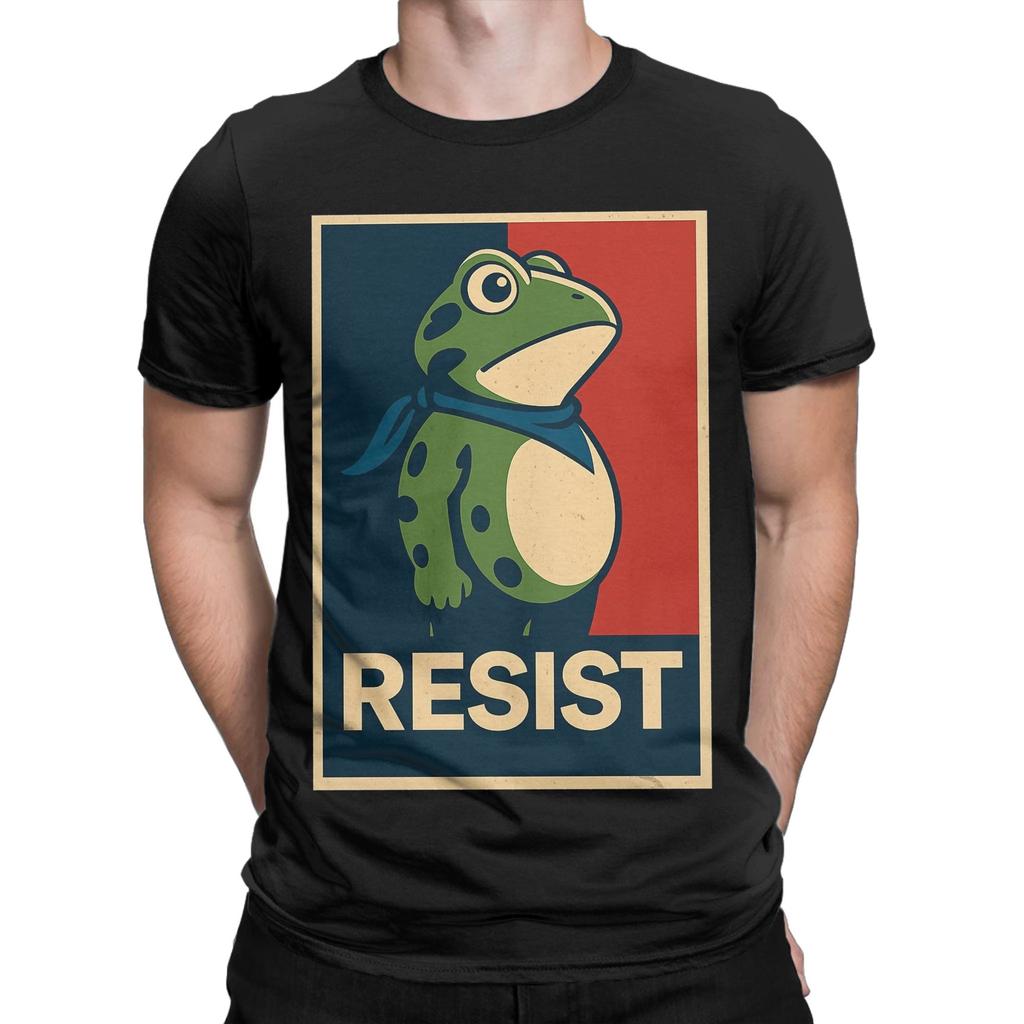 Portland Frog Protest Resist Frog T Shirts Men's  Pure Cotton Vintage T-Shirt Crewneck  Tees Short Sleeve Clothing 4XL 5XL 6XL