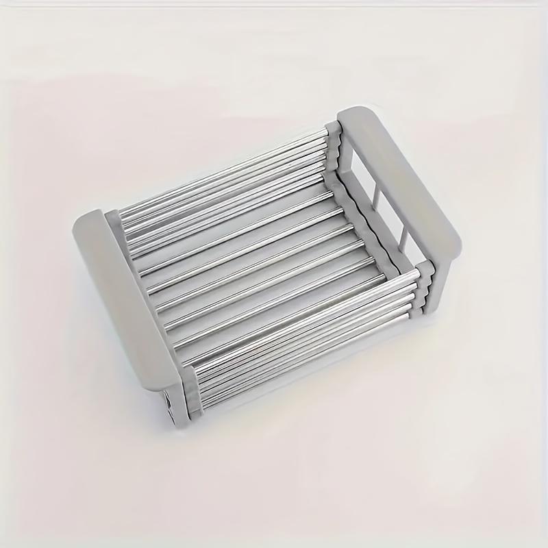 Подставка для посуды из нержавеющей стали над раковиной с выдвижной корзиной для сушки, многофункциональный кухонный органайзер для посуды, фруктов и овощей