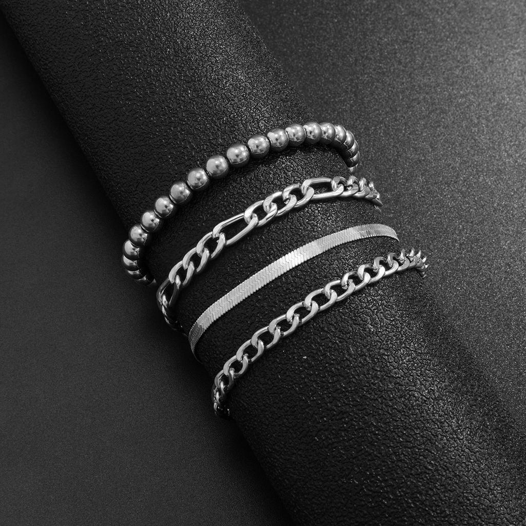 Аксессуары, простые круглые бусины, набор цепочек «змеиная кость», женский браслет, универсальные геометрические полые штабелируемые украшения