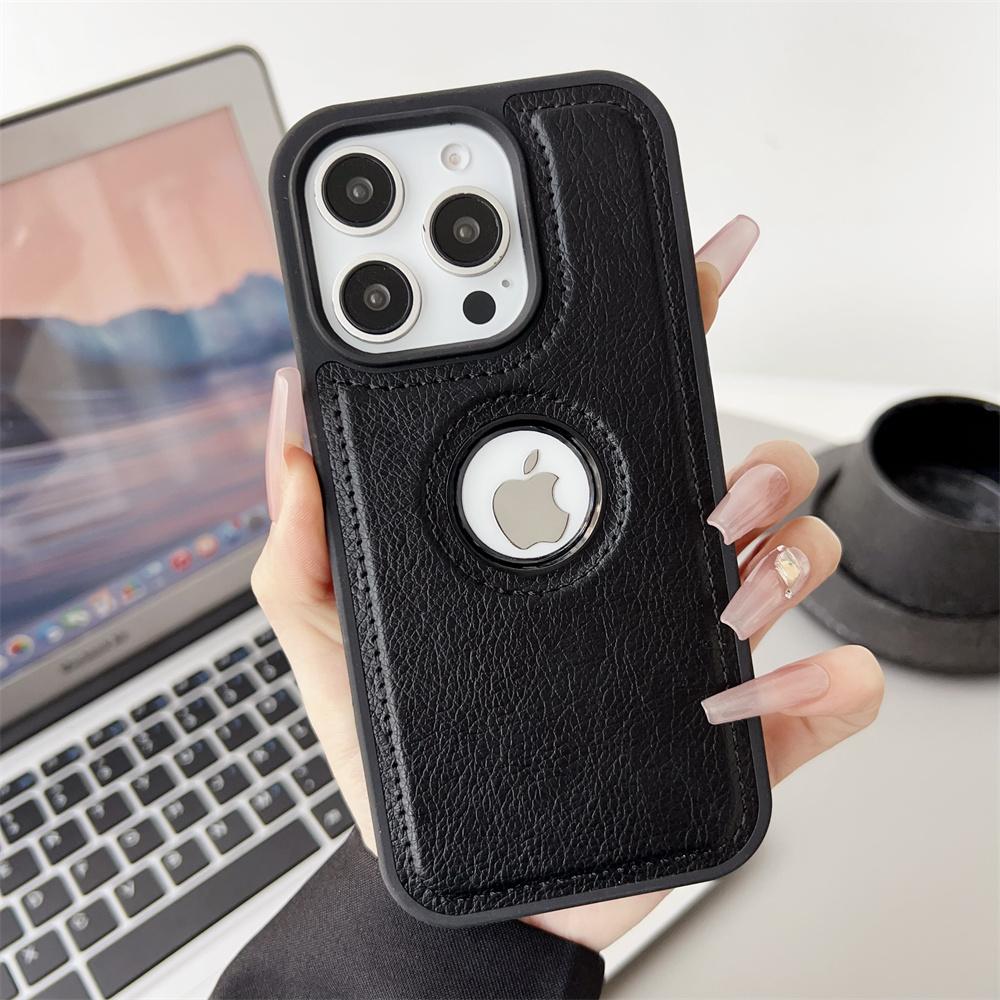Роскошный Бизнес-чехол из ПУ-кожи и Коровьей кожи для iPhone 17 17Air 11 12 13 14 15 16 Pro Max Plus С отверстием для логотипа Ударопрочная Защитная крышка