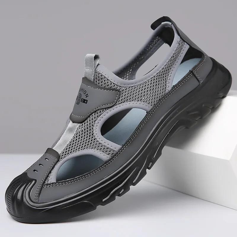 Fashion Summer Sandals Breathable Men Shoes Mesh Outdoor Men Hollow Sandals Antiskid Beach Sandals Flats Footwear Zapatillas Hombre