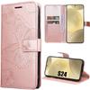 Protective Case - Booling - for Samsung Galaxy S24 - Leather Effect - Butterfly Pattern - Card Holder