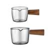 Mini Glass Milk Cup Small Coffee Cup Milk Pitcher Creamer Jug Wood Handle Espresso Shot Glass Kitchen Sauce Cup Gravy Boat