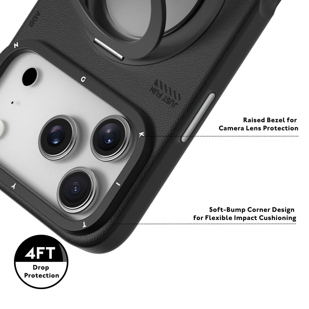 YOUNGKIT Чехол для iPhone 17 Pro Max с вращающейся подставкой, противоударный, из ТПУ + ПУ кожи, задняя крышка телефона