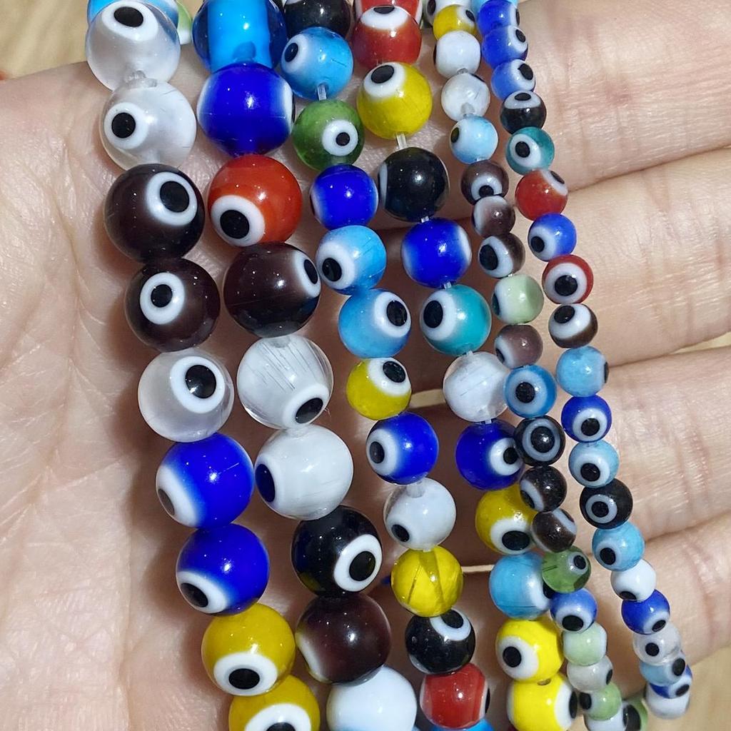 4/6/8 мм красочные круглые бусины от сглаза свободные глазурованные стеклянные бусины лэмпворк для изготовления ювелирных изделий