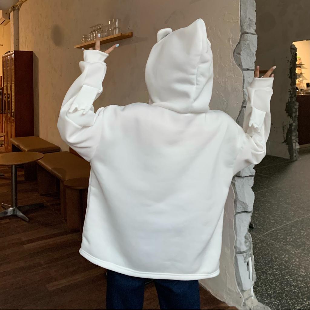 Осенне-зимние пары модный свитер с капюшоном в виде лягушки из утолщенного бархата