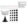 42Pcs Witch Theme Party Supplies Mini Balloons Cake Topper Fantasy Balls Silver Crown Black Witch Hat Set for Birthday Party