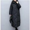 Hooded Women Solid Long Parkas Korean Loose Casual Regular Splice Cardigan Full Sleeve Thick Mid Length Coats Autumn Winter
