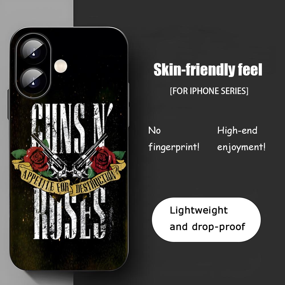 Чехол для телефона с изображением рок-группы Guns N' Roses для iPhone 17 16 15 14 13 12 11 X XR XS 8 Plus Mini Pro Max Мягкий черный ударопрочный чехол