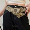 Mei Mary Super sparkly diamond-studded leopard print leather butterfly patchwork waist chain - vintage ethnic style belt