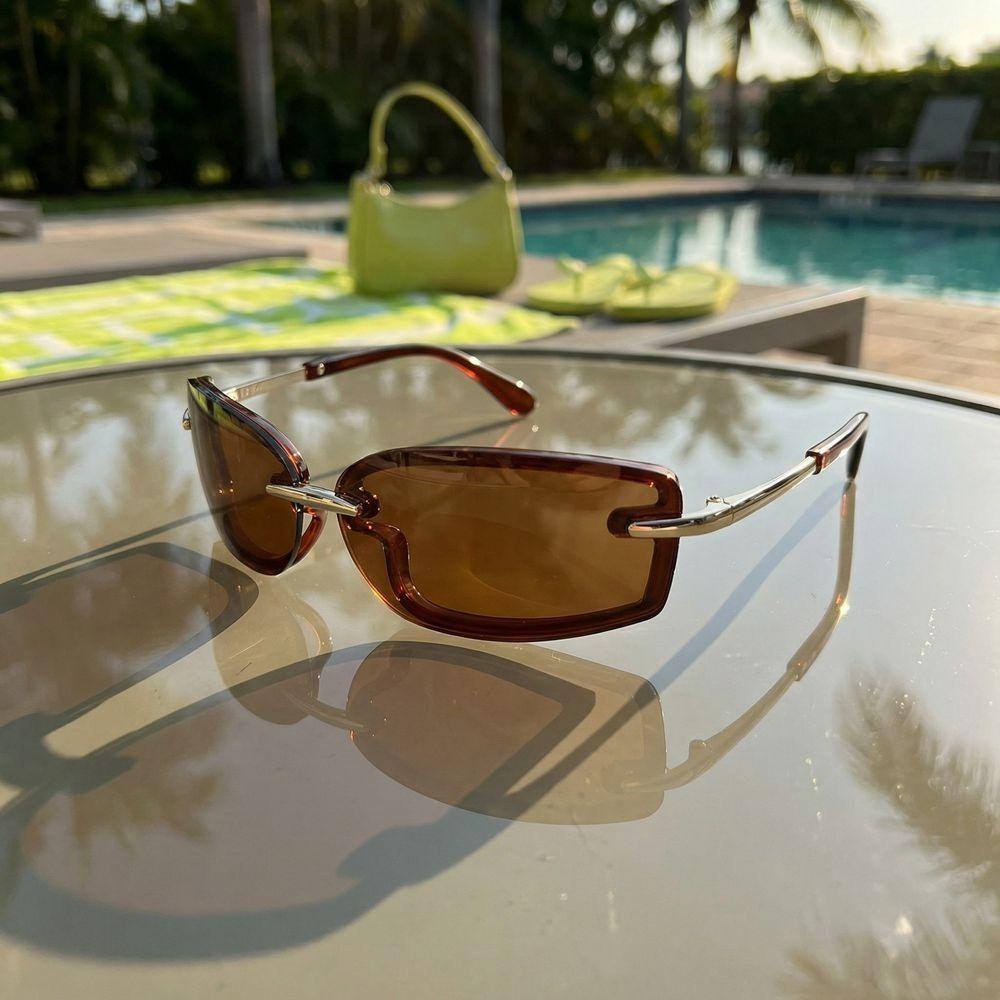 Metal Dopamine Square Sunglasses PC UV Protection Sun Glasses Outdoor