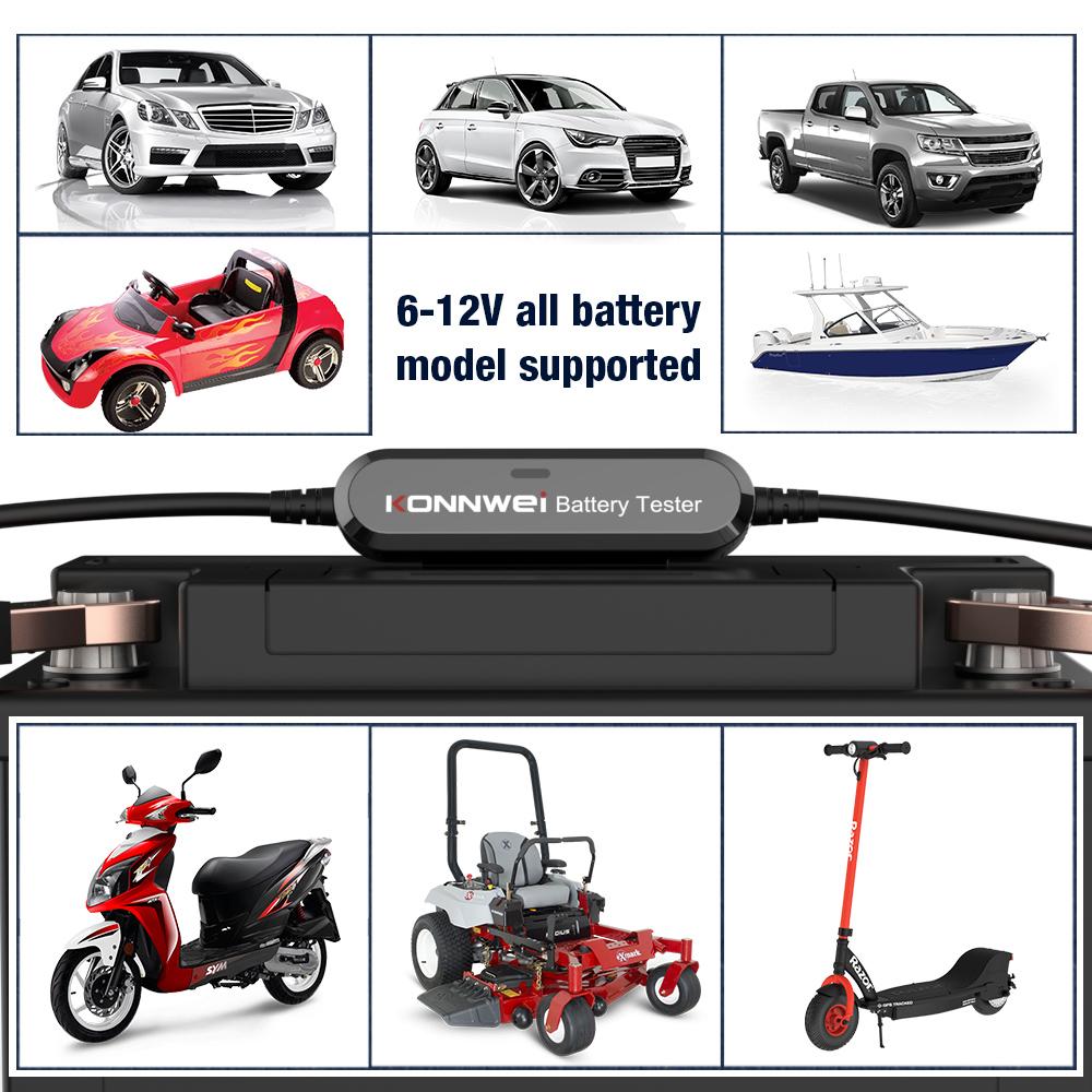 KONNWEI BK100 Bluetooth 5.0 Car Motorcycle Battery Tester 6V 12V Battery Monitor 100 to 2000 CCA Charging Cranking check Tools