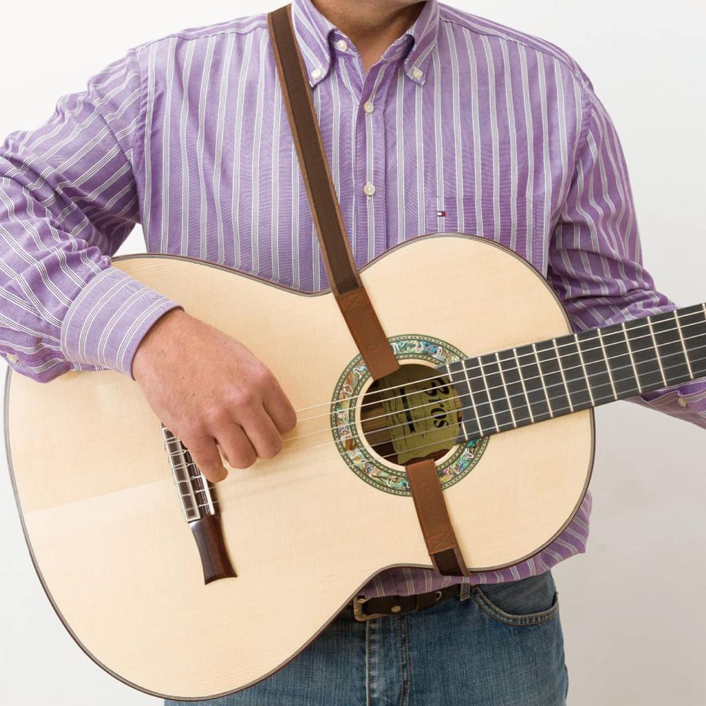STRAPS Classical Guitar CLASSICAL DUAL BROWN RightOn! Strap, 2.5cm Wide, 108-163cm Long, HOOK,