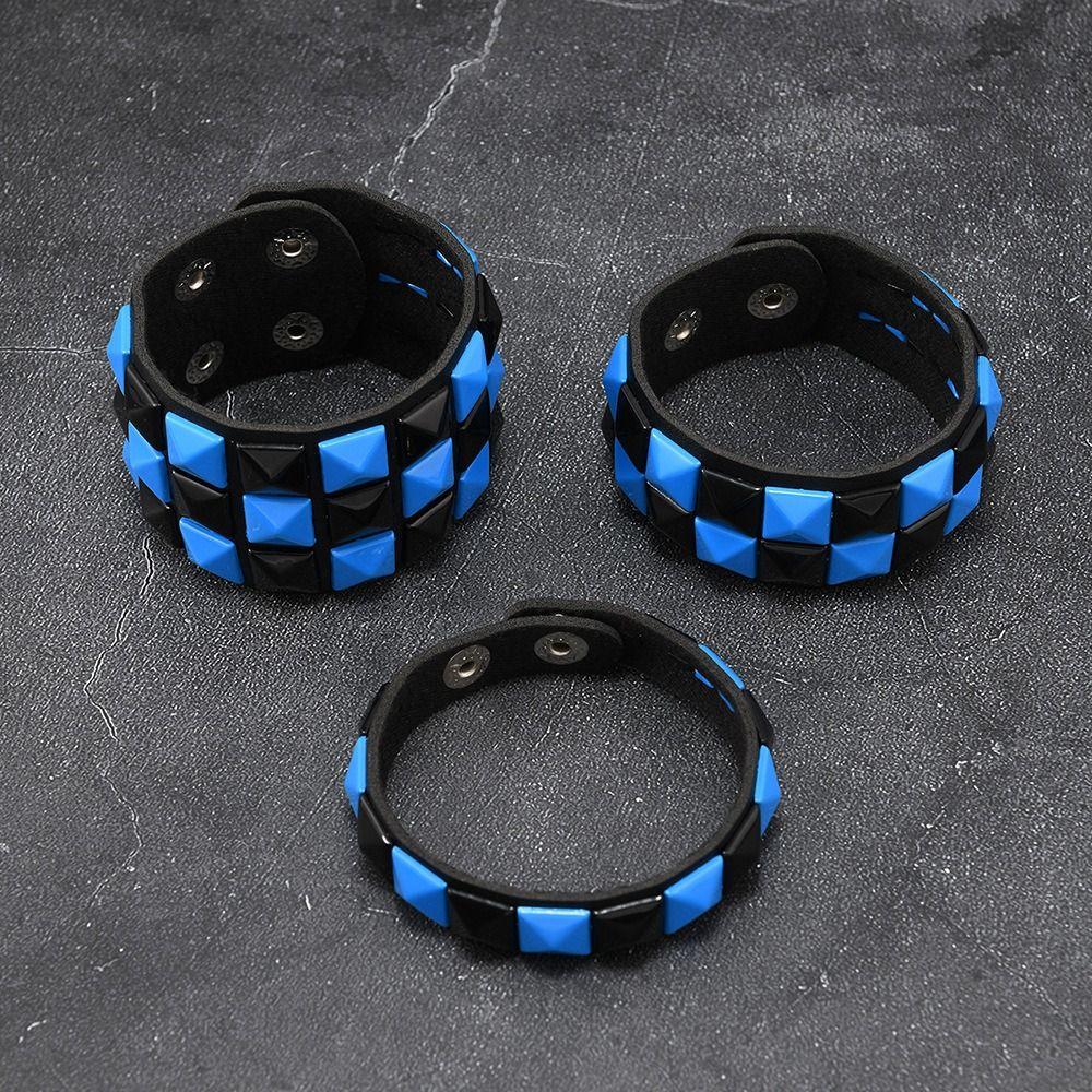 Vintage Big Wide Bracelet Contrasting Gothic Punk Bracelet Rivets Leather Wristband  Male Female