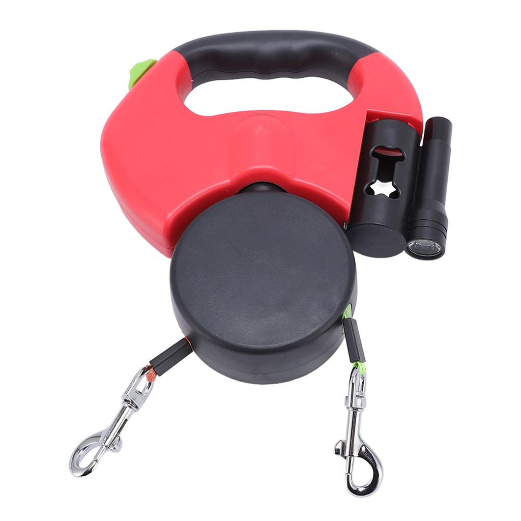 Automatic Double Retractable Dog Leash Built in LED Light Comfortable Grip Pet Walking Leash for