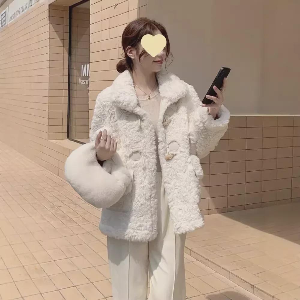 Куртка из корейской овечьей шерсти с роговыми пуговицами 2024 года — оригинальная версия с тремя стандартами