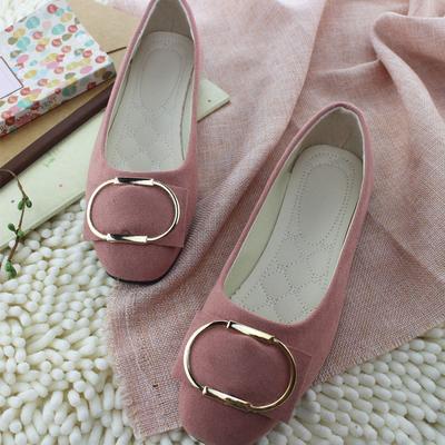 Новая Мода Квадратный Носок Флок Женские Балетки Мелкий Вырез Слипоны Весна Осень Женская Обувь Металлическое Кольцо Одинарная Обувь Женщина WSH2443