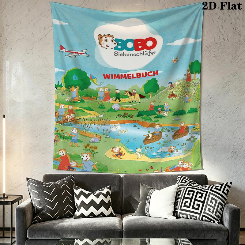 Bobo Siebenschlafer Wall Tapestry Aesthetic Wall Hanging Printed Fabric Blanket Decorative Tapestries for Bedroom Living Room Home Decor