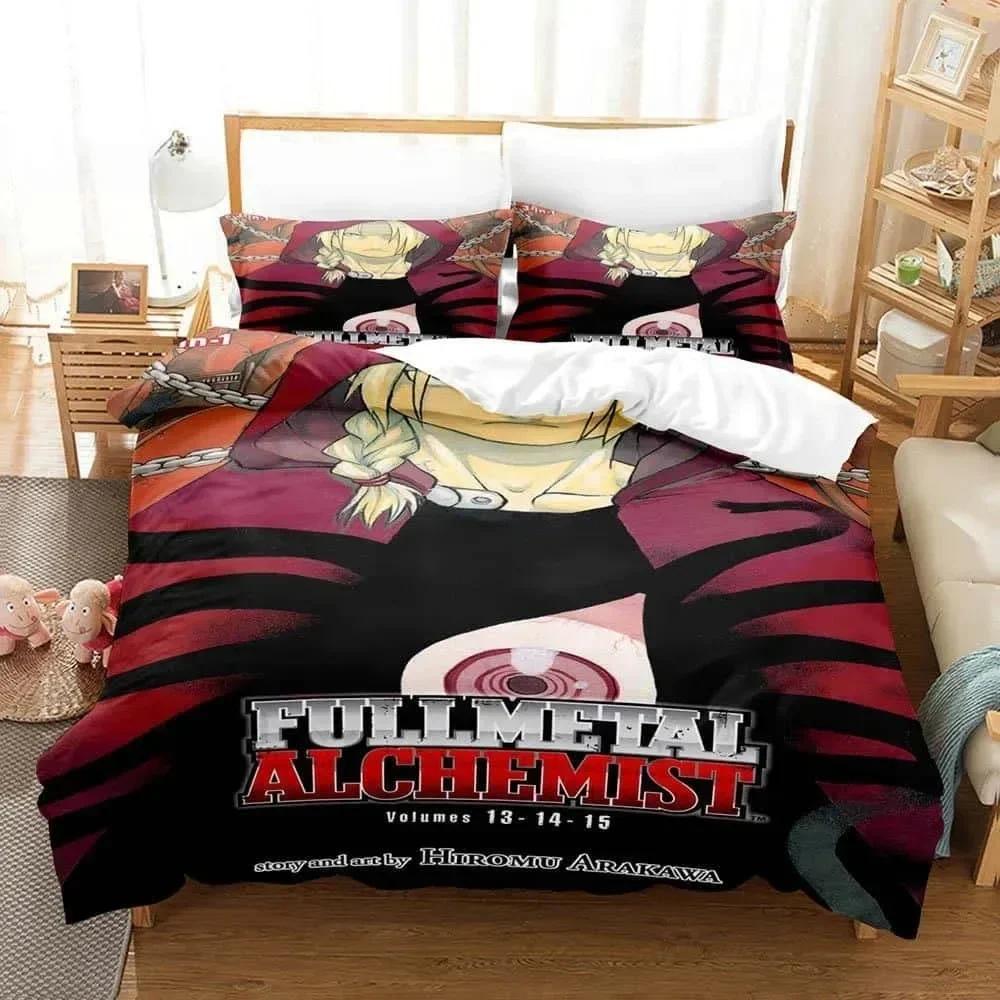 3D Cartoons Fullmetal Alchemist Printed Bed Set Duvet Cover Pillowcase Bedding Set Linen Sheet Quilt Cover Full Queen King Size