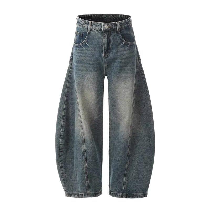 Hong Kong style trendy new personalized trendy brand jeans hip hop ins trendy high street trend ruffian handsome trousers