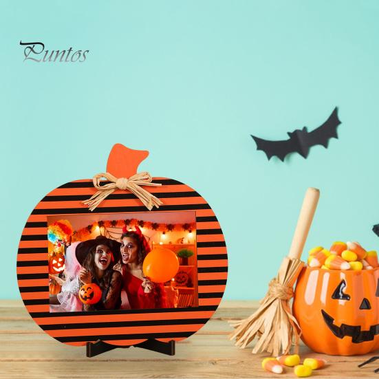 Хэллоуин деревянные фоторамки тыква клетчатый держатель для фотографий настольное украшение для дома ферма гостиная внутренний декор для вечеринки