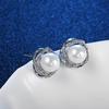 Серьги-пусеты с жемчугом из стерлингового серебра 925 пробы и Rose Ear Cuff для ушей без прокола - Универсальный цветочный орнамент в стиле знаменитостей