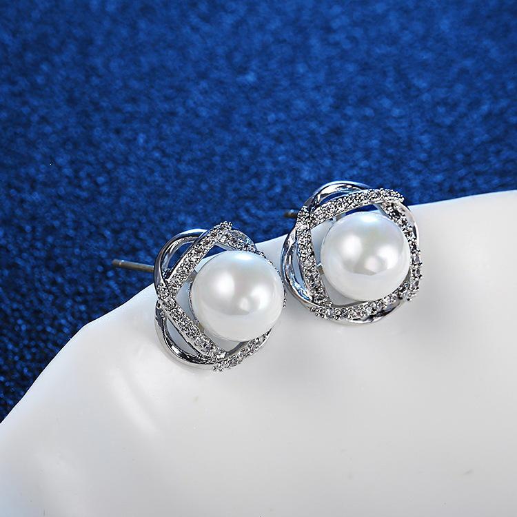 Серьги-пусеты с жемчугом из стерлингового серебра 925 пробы и Rose Ear Cuff для ушей без прокола - Универсальный цветочный орнамент в стиле знаменитостей