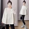 Maternity Clothes Age Reduction Autumn and Winter New Round Neck Solid Color Shirt Large Size Does Not Show Belly Commuter Top