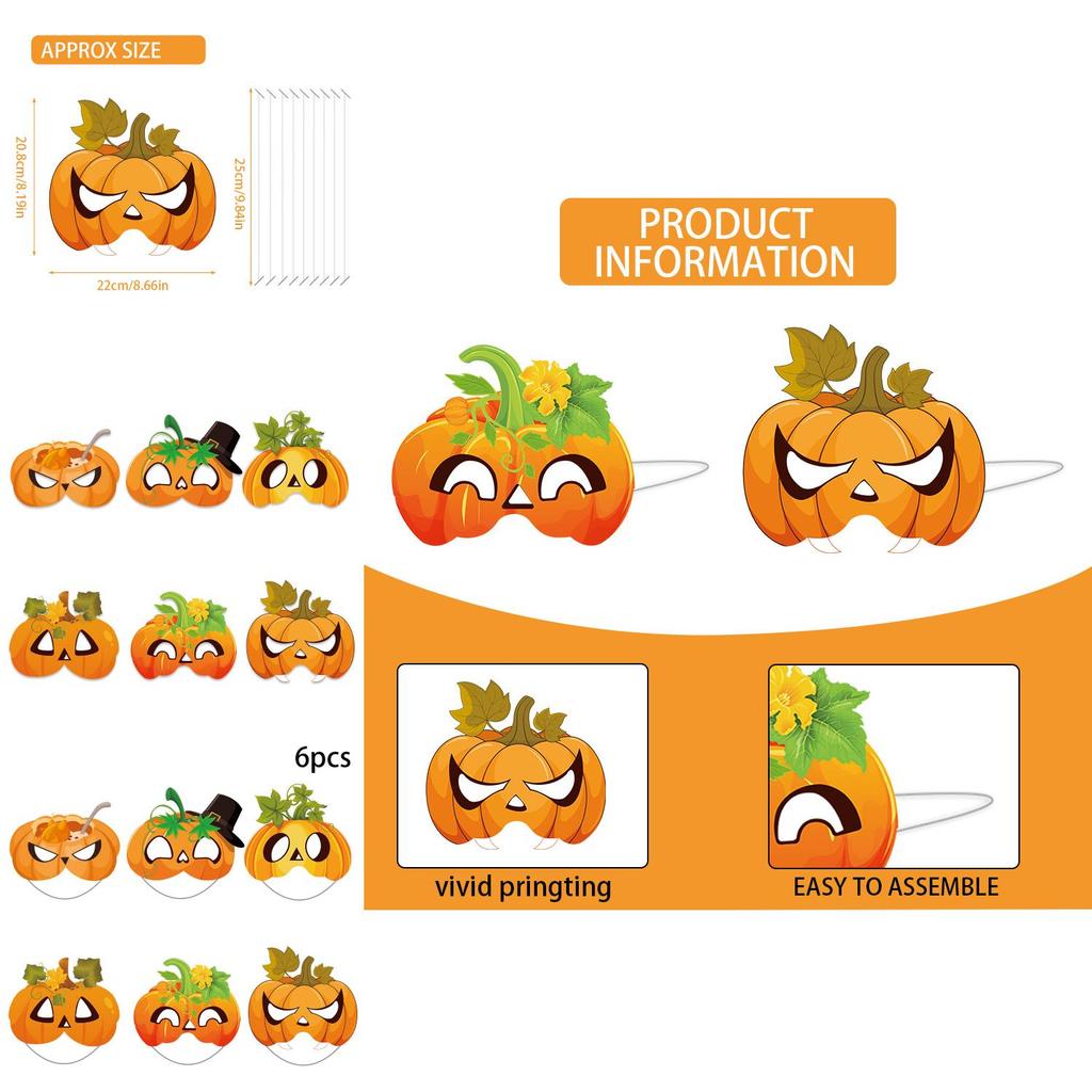 Осенняя маска тыквы, фотореквізит для мероприятий в честь Дня благодарения, бумажные украшения для рукоделия