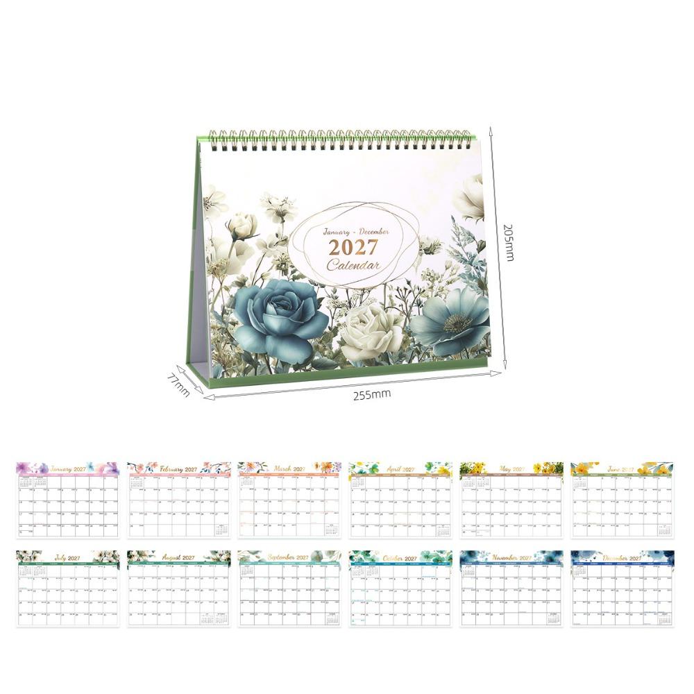 Foldable 2027 Flower Desk Calendar Jan. 2027 - Dec. 2027 Record Calendar Office