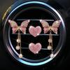 Pink Heart & Butterfly Air Vent Clips, 4 Pcs Bling Heart & Butterfly Air Fresheners Vents Clips Diamond Car Interior Decor Bling Cute Pink Car