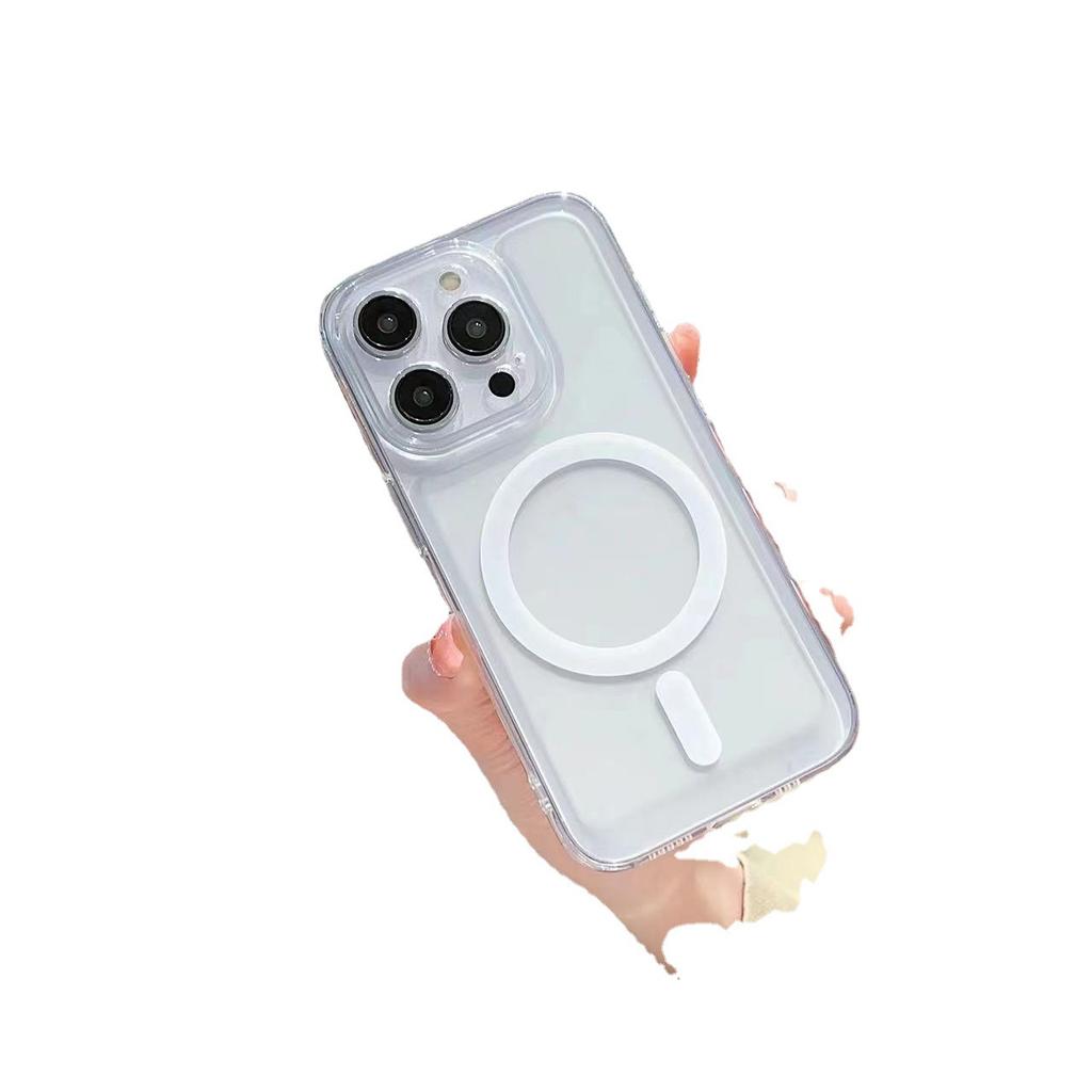 Tpu Magnetic Magnetic Empty Shell Phone Case Is Suitable for Apple 15promax Soft Shell 12/13 Transparent 14-hole Phone Case