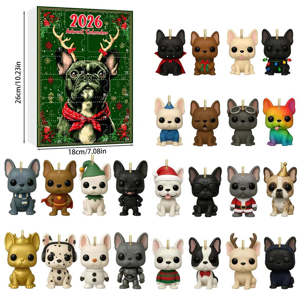 Christmas Tree Acrylic Ornament Blind Box Dog Advent Calendar Pet Christmas Gifts Hanging Decor Set