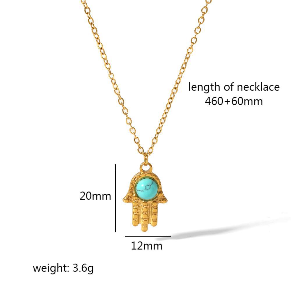 Винтажное ожерелье 18-каратное золото нержавеющая сталь бирюзовый любовь дьявольский глаз кулон премиум чувства ожерелье для женщин