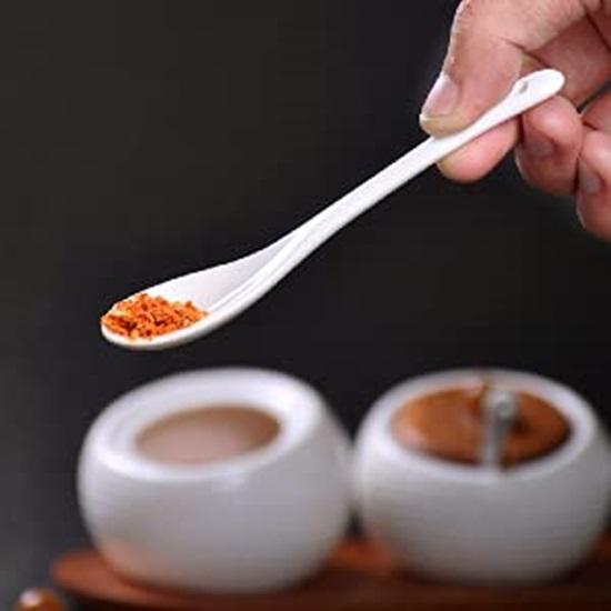 Набор из 3 фарфоровых баночек для приправ, контейнер для специй с крышками, бамбуковый держатель для специй