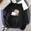Peach Cat Kawaii Print Women Hoodie Casual Oversized Pullover Popular Streetwear Fashion Sweatshirt Couple Clothing