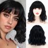 MERISIHAIR Коричневые короткие волнистые парики с челкой, светлые волосы для женщин, натуральный термостойкий синтетический парик, повседневная одежда, косплей, вьющиеся волосы