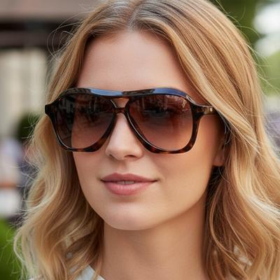 Oval Full Frame Street Photography Double Bridge Sunglasses Women Fashion Sun Glasses with UV400 Protection Retro Vintage Style