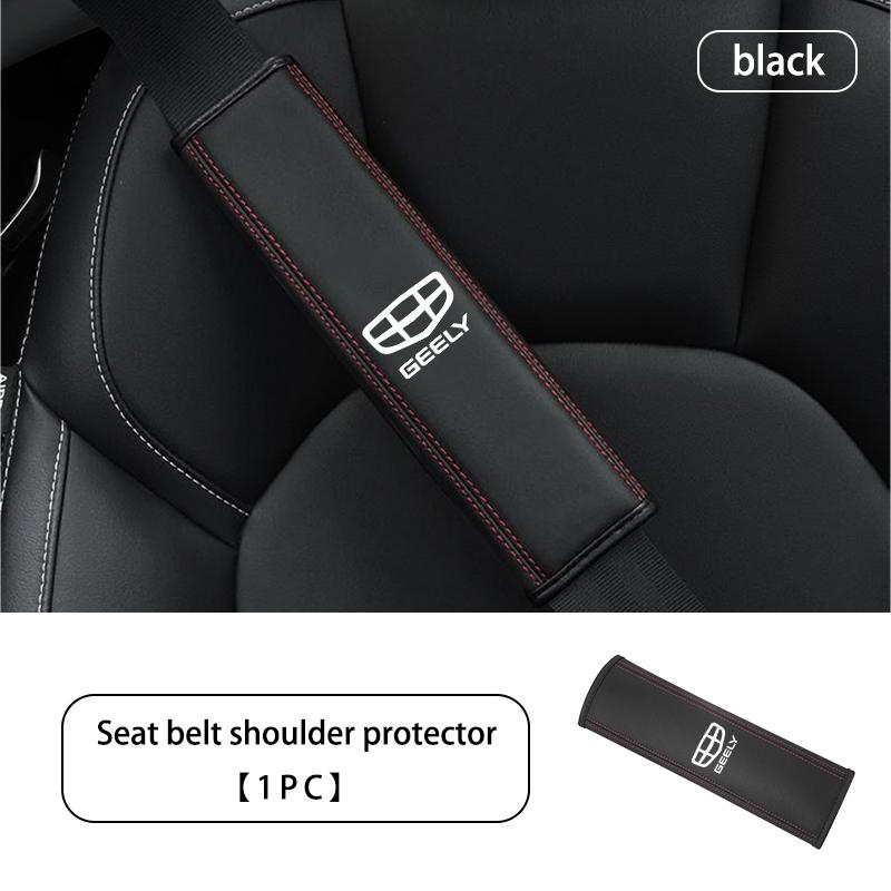 Leather Car Seat Belt Cover Shoulder Pad Interior Accessories For Geely Manjaro Coolray gx3 Geometry C Emgrand Atlas Tugella