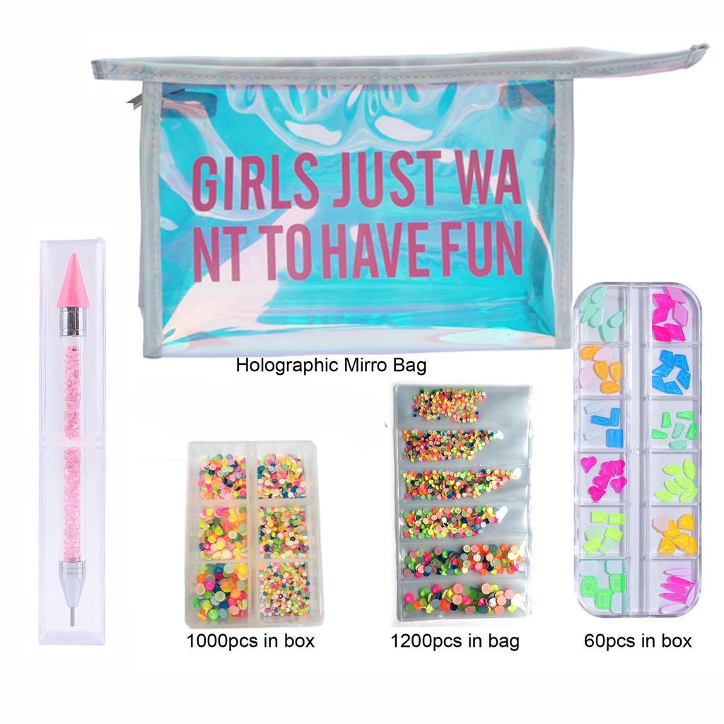 Набор нефиксирующих страз/хрустальное стекло, стразы для горячей фиксации в зеркальной сумке из фольги, маникюрная ручка, аксессуары для дизайна ногтей со стразами