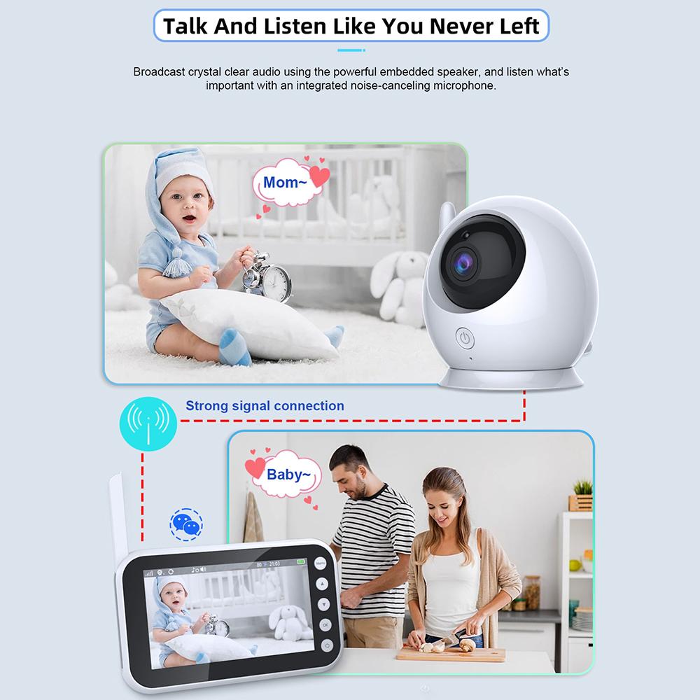 Монитор FHSS 2,4 ГГц с камерой 720P 4,3-дюймовый ЖК-экран Видеокамера 2-сторонняя аудиосвязь с плачем и движением