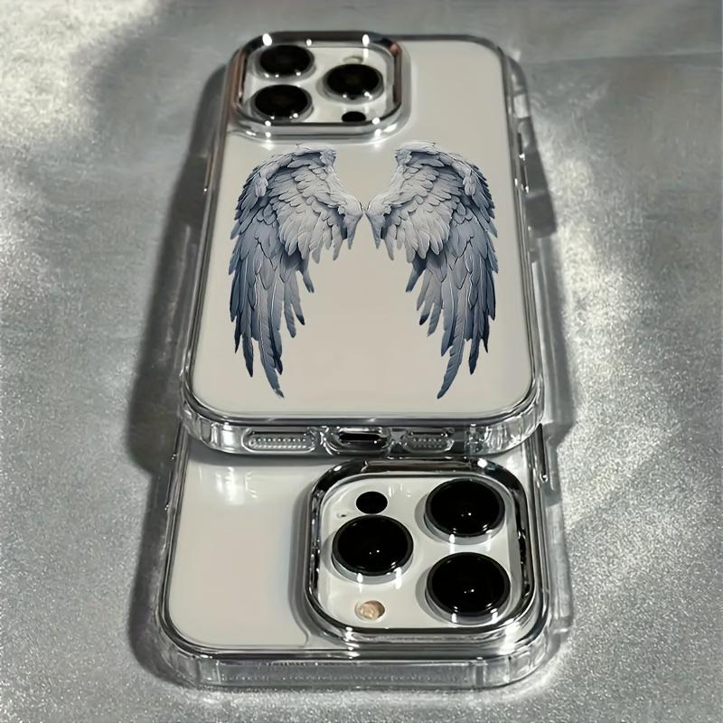 Чехол для телефона с дизайном «Крылья ангела», подходит для iPhone 17 16 15 14 13 12 11 Pro/Max/Plus, противоударный, прозрачная задняя крышка