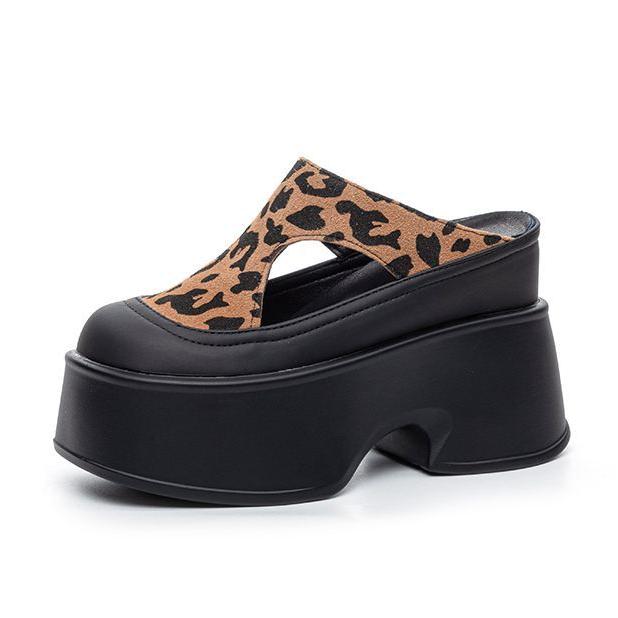 Модный Высокий Бренд 11СМ Женские Натуральная Кожа Роскошные Летние Модные Туфли-Лодочки Массивный Каблук Крючок РИМ Платформа Обувь на Танкетке Мэри Джейн Шлепанцы