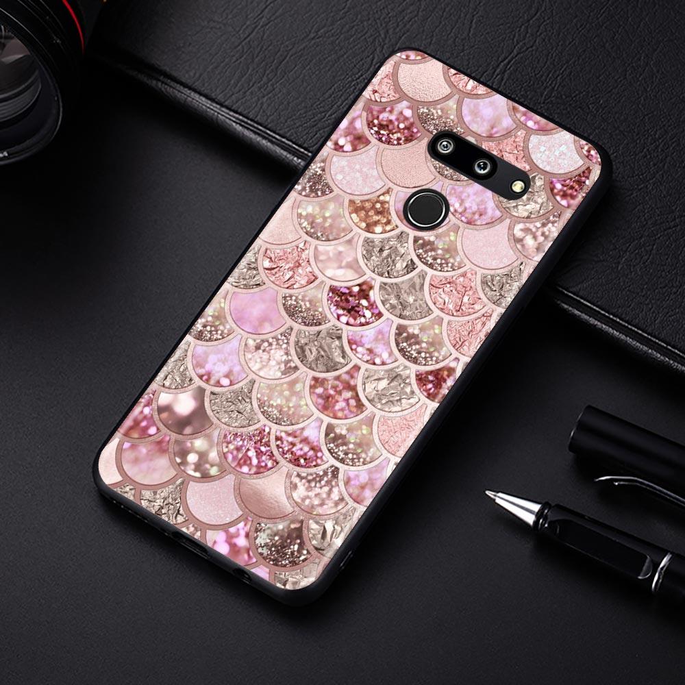 Чехлы для телефона LG K41s K61 K50 G6 K50s G7 K42 K40s K71 K52 K40 G8 ThinQ Q52, чехол золото, розовая роза, блестящие сердечки