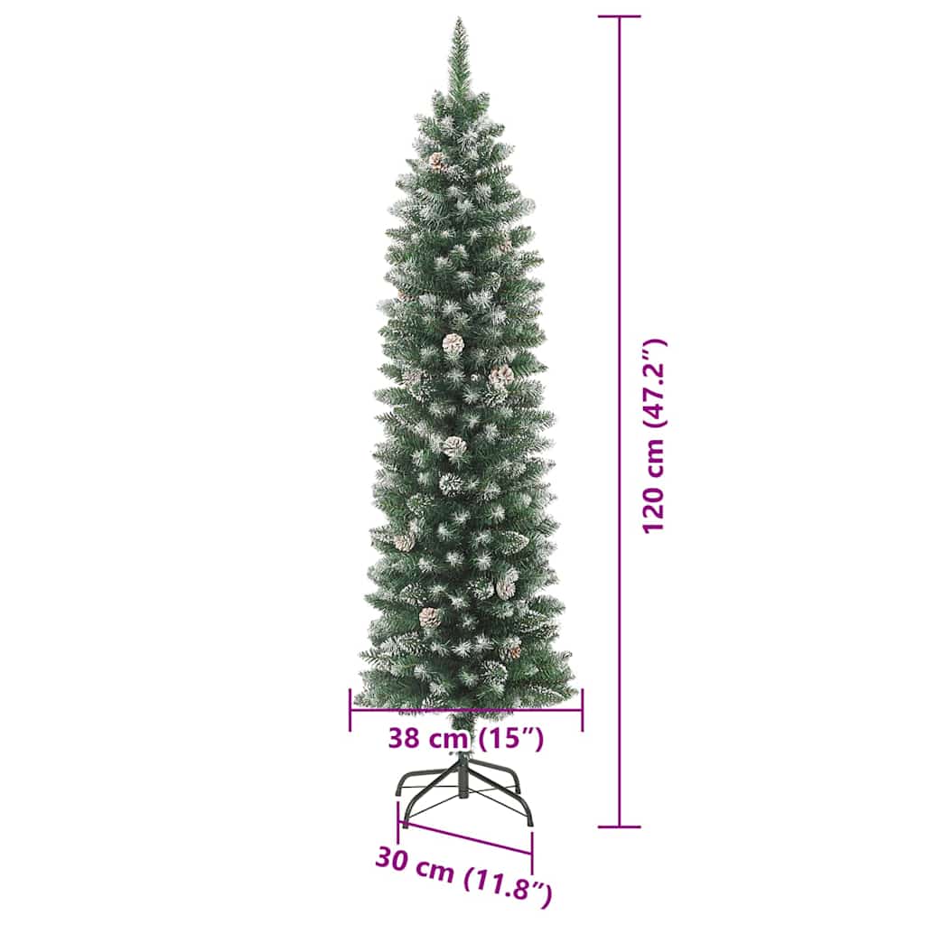 Artificial Slim Christmas Tree in Green and White 120 cm